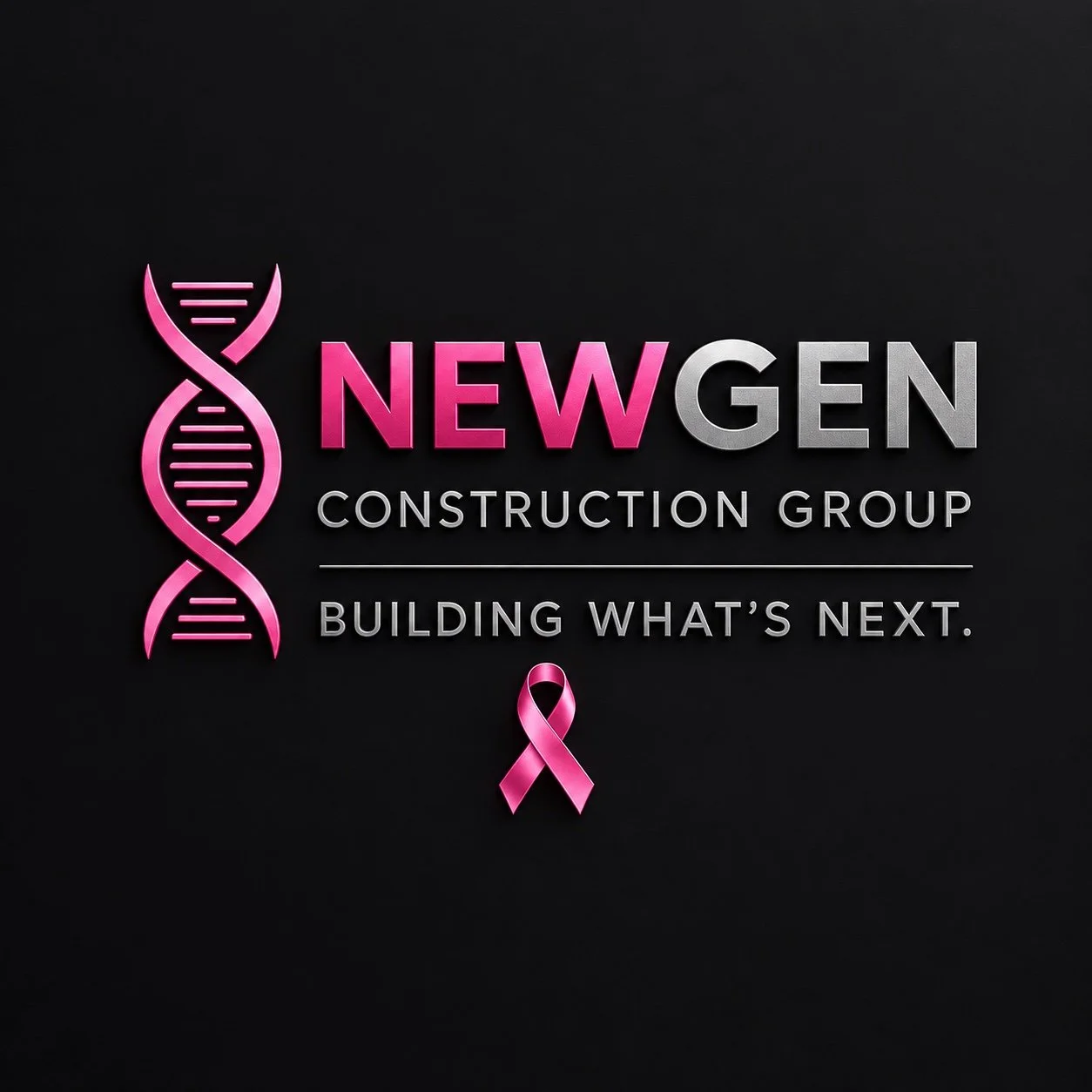 NewGen Construction Group pink ribbon logo