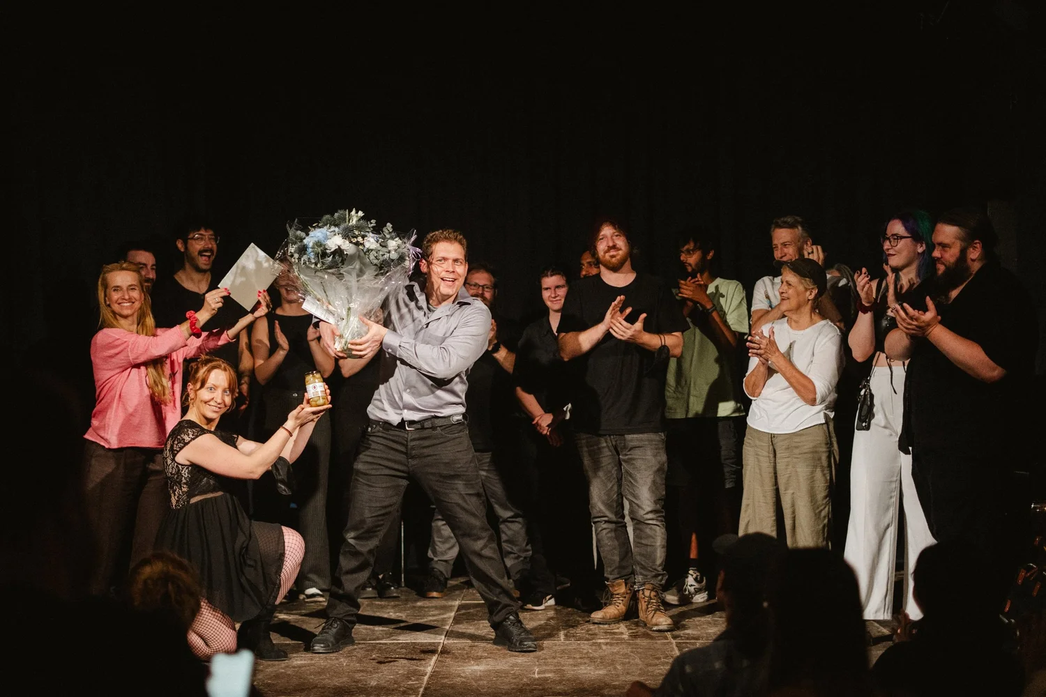 Curtain call at Extravaganza 2 with flowers