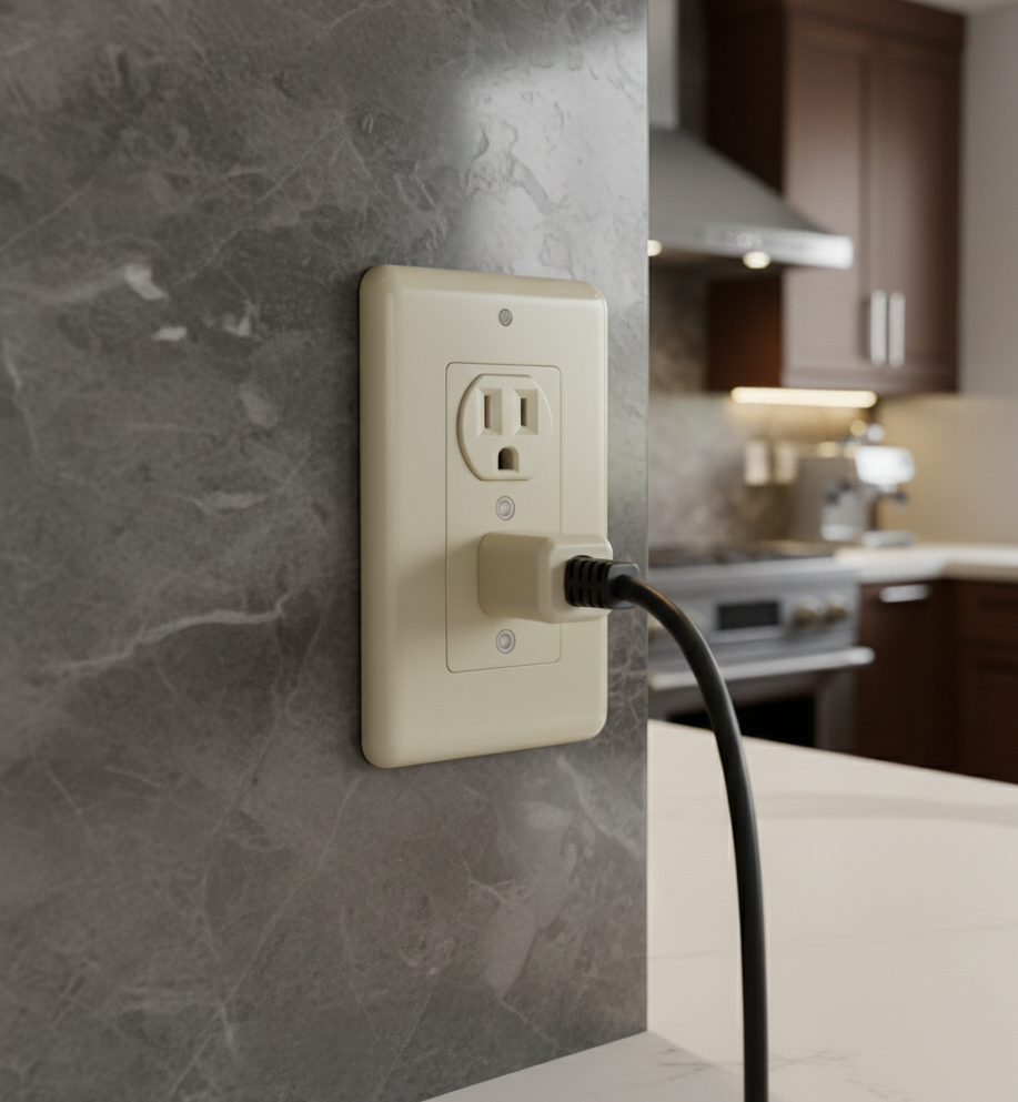 GFCI outlet with test and reset buttons