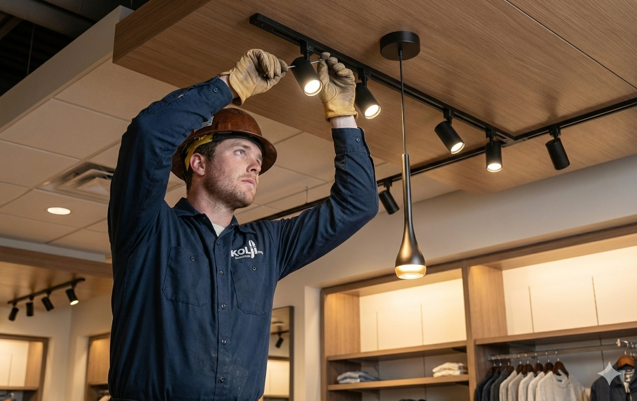 Retail store display lighting installation Milton