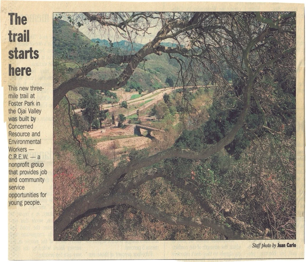 Ventura County Star clipping, March 1, 2000: a photo of the new C.R.E.W. Trail at Foster Park