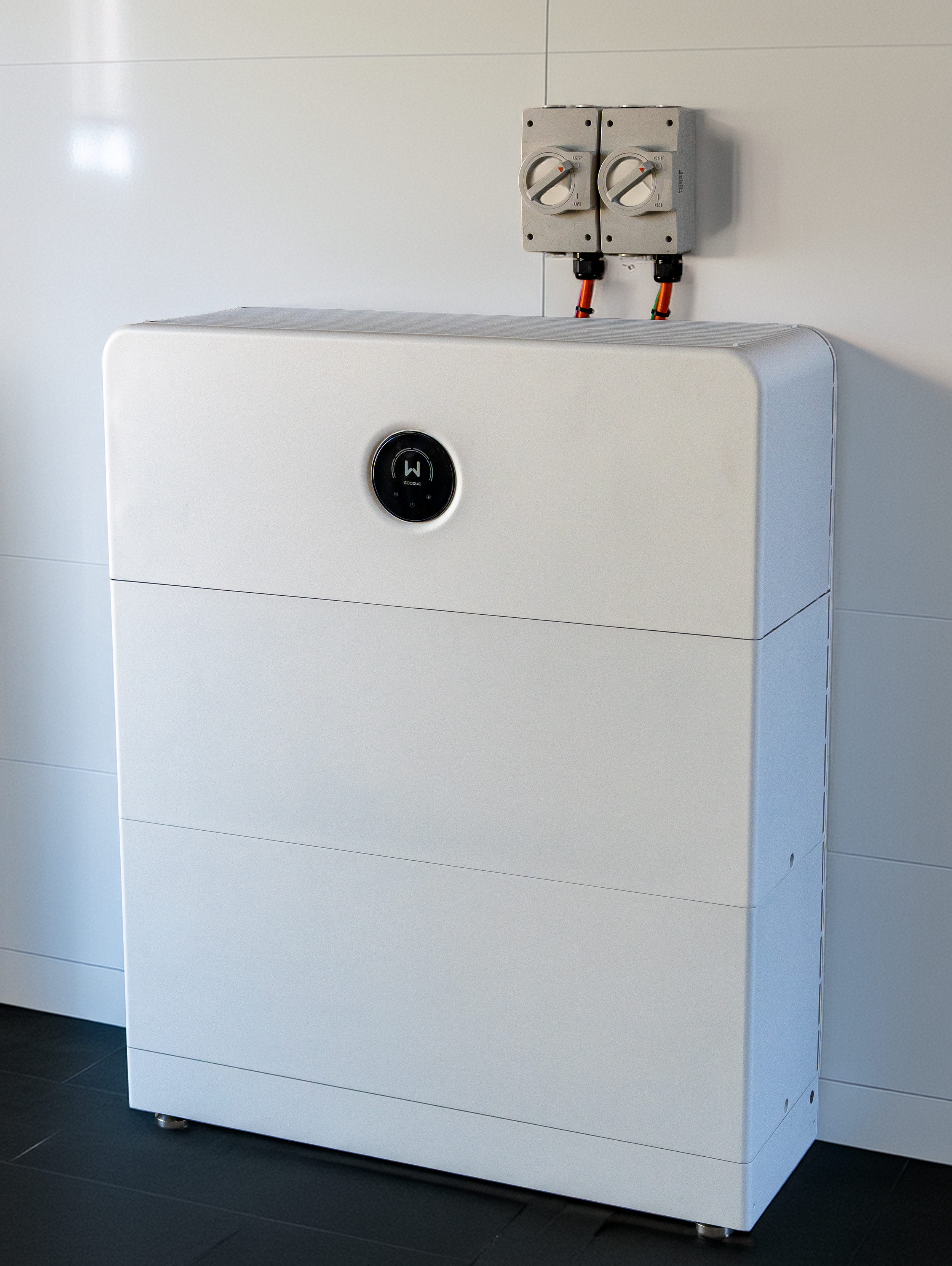Solar battery installed on a wall