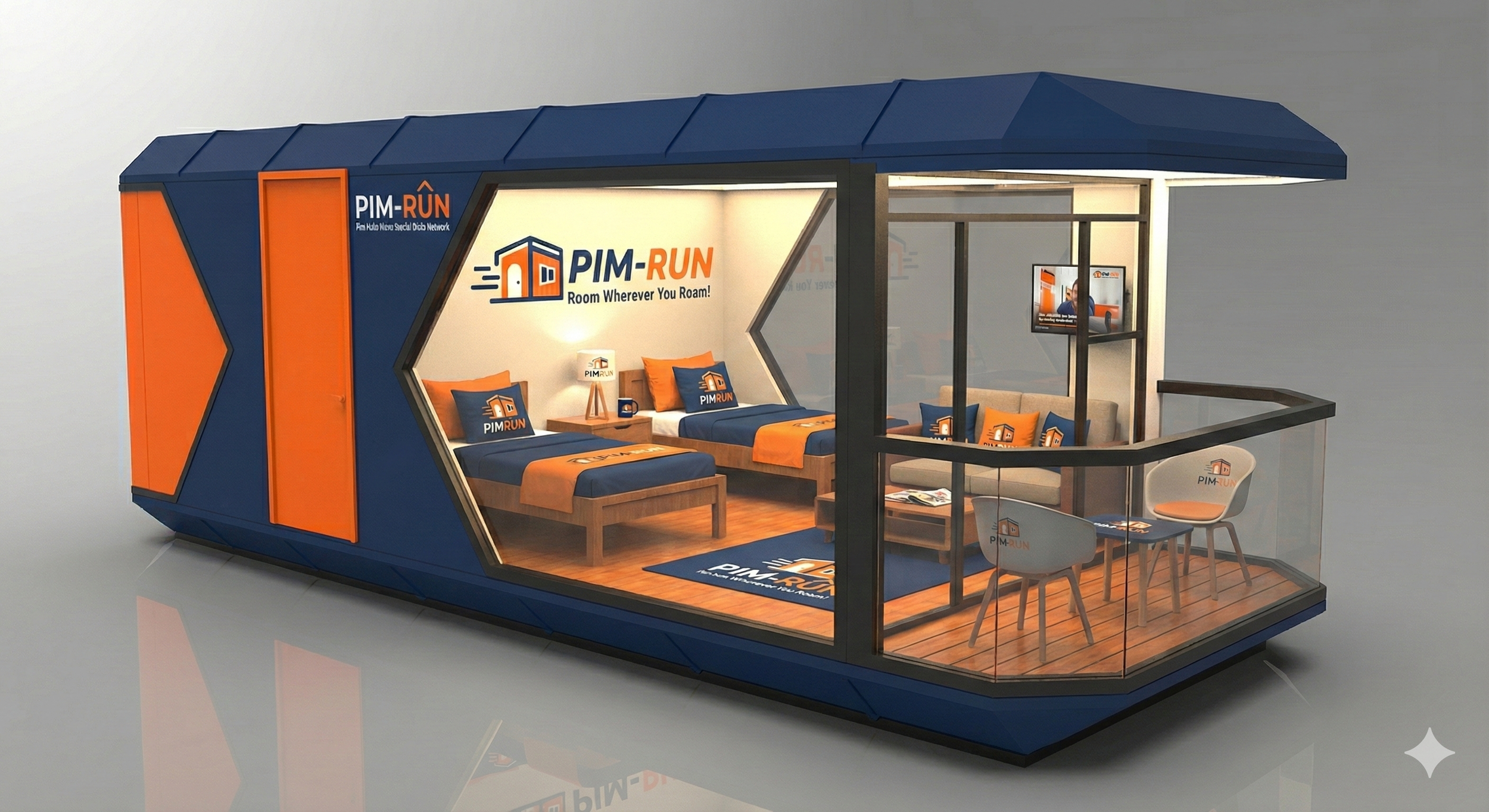 High-resolution view of furnished PimRun modular container unit
