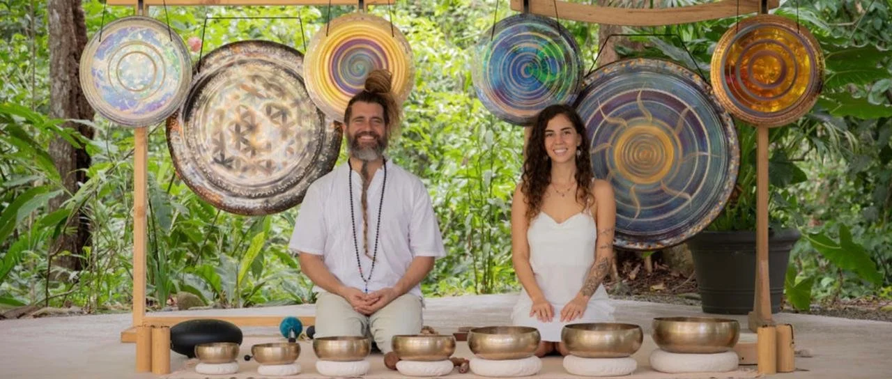 Yoselyn and Lotus, facilitators of studio group sound journeys