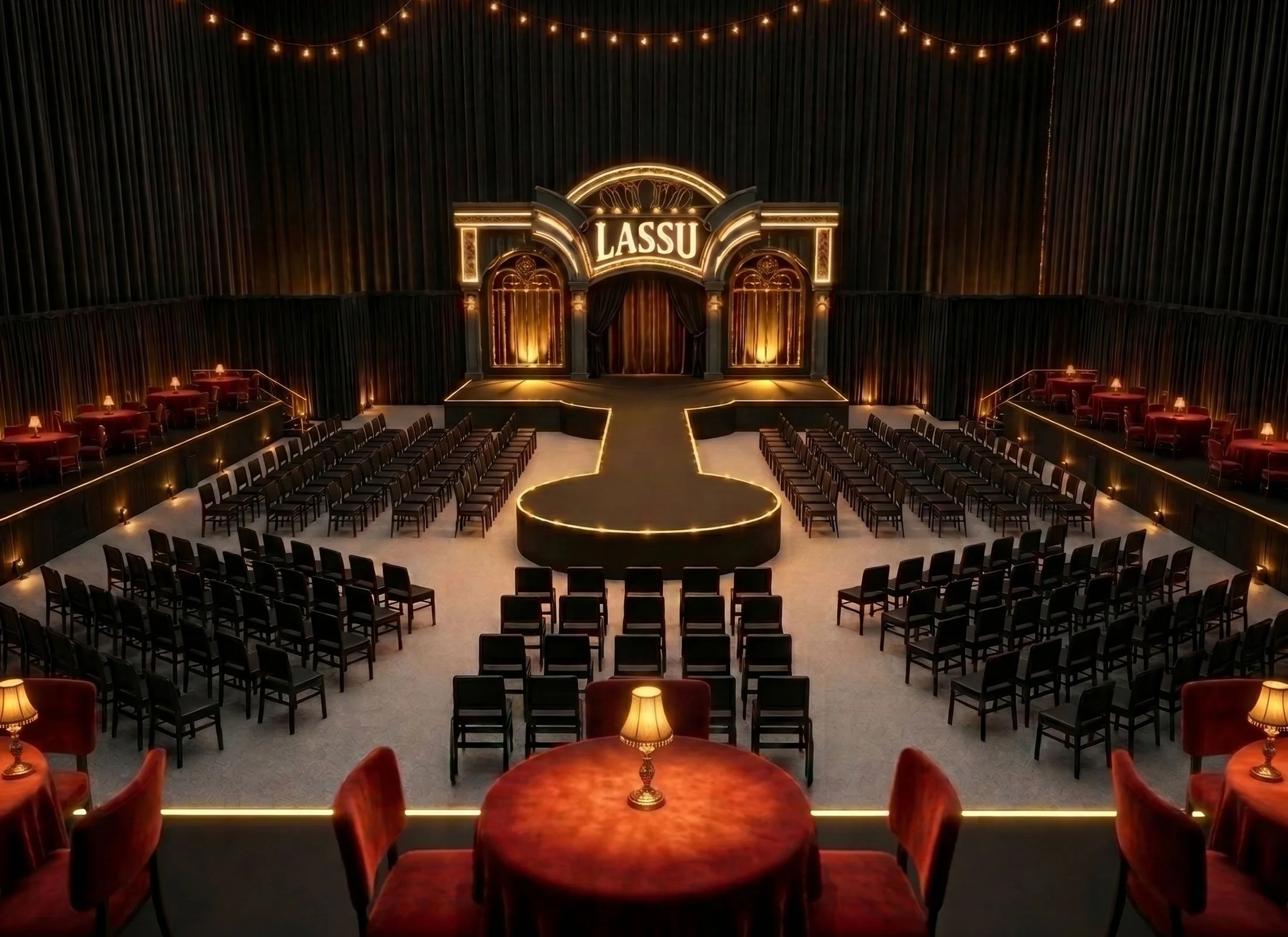 LASSU Cosmic Cabaret primary venue layout mockup