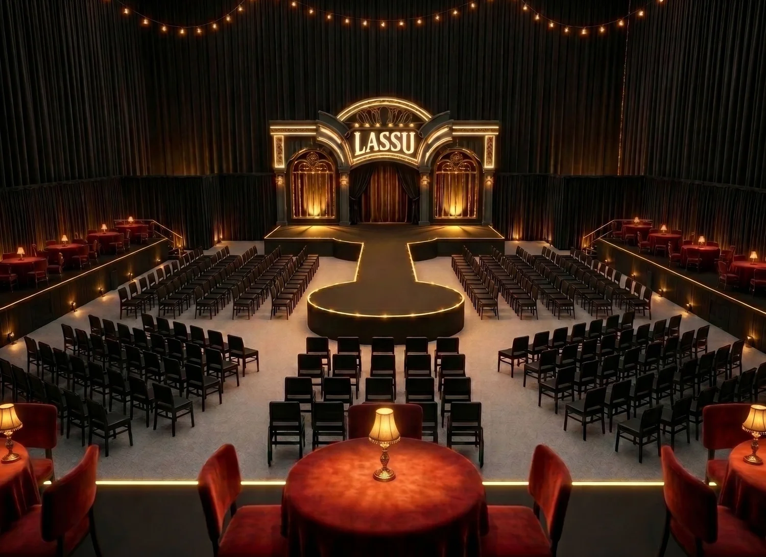 LASSU Cosmic Cabaret primary venue layout mockup