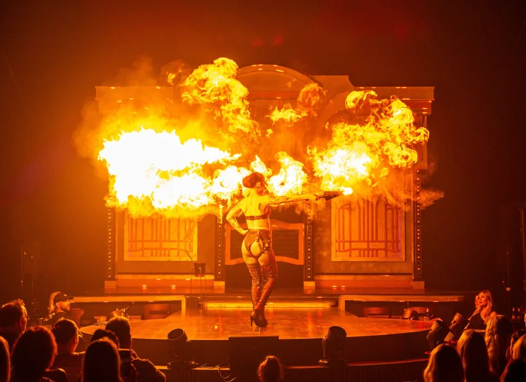 LASSU Cosmic Cabaret fire performance on stage