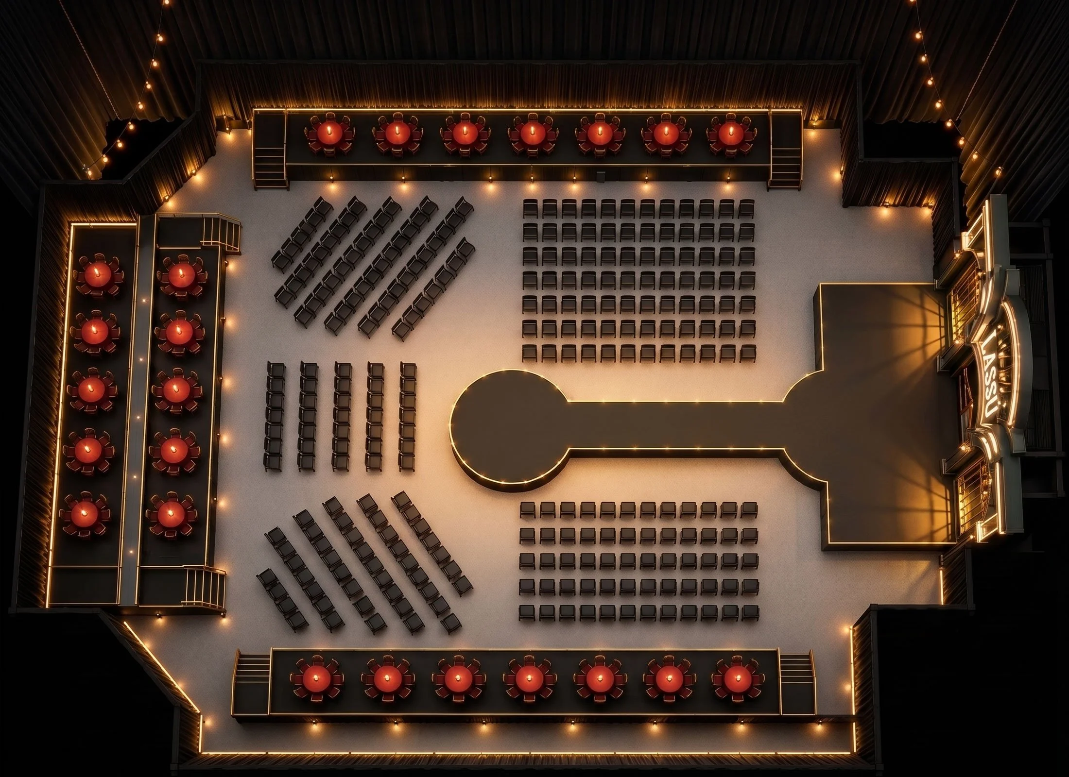 LASSU Cosmic Cabaret birdseye seating layout