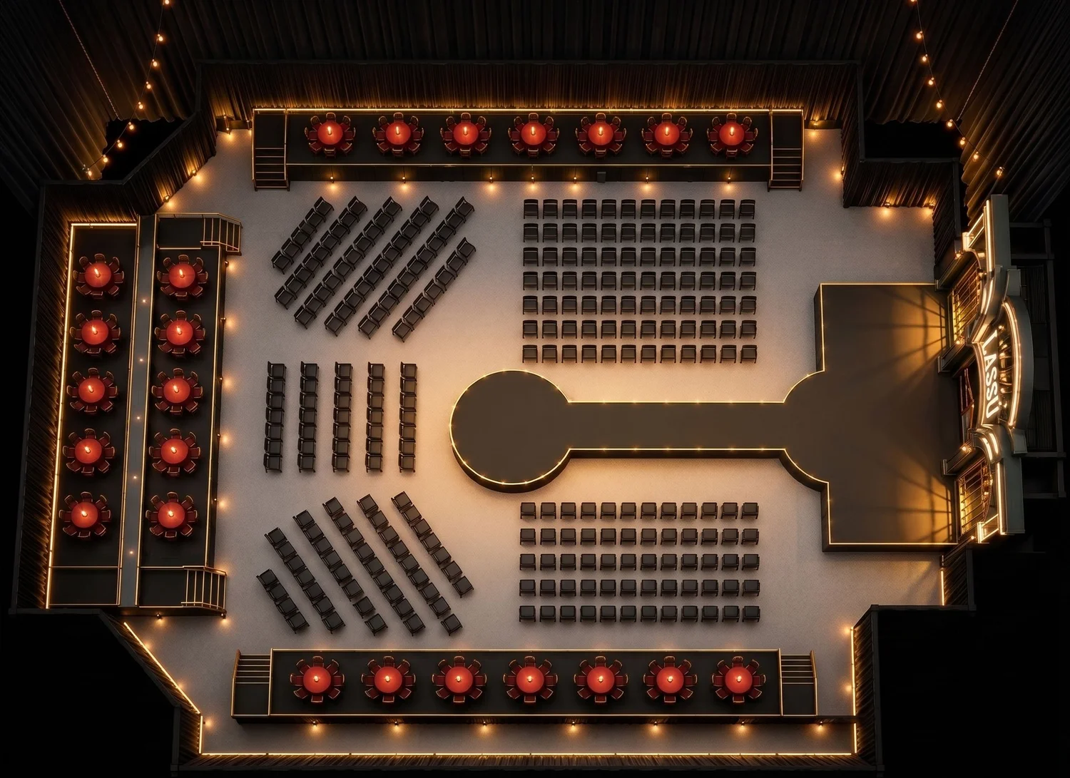 LASSU Cosmic Cabaret birdseye seating layout