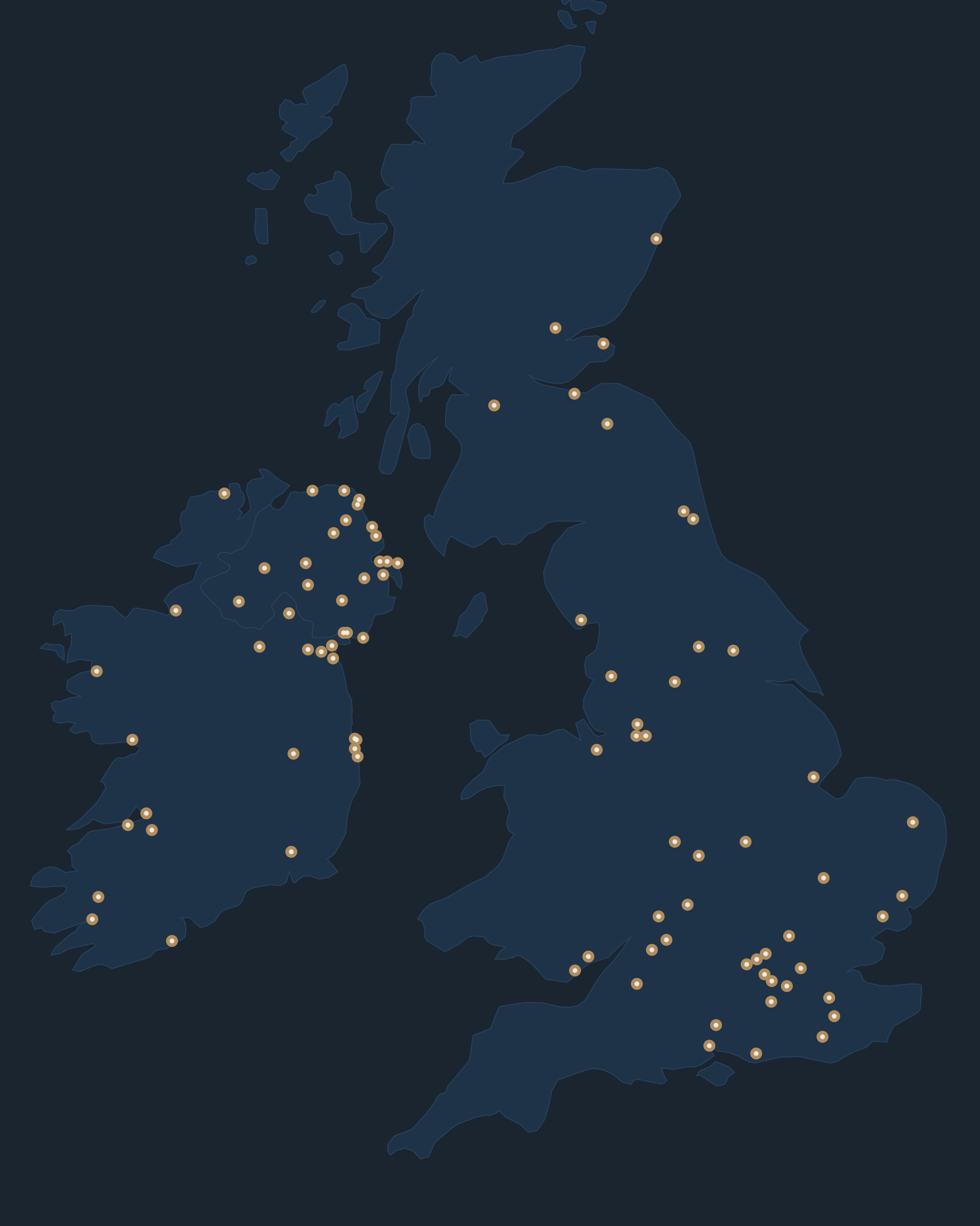 Project locations across Northern Ireland, Ireland and Great Britain
