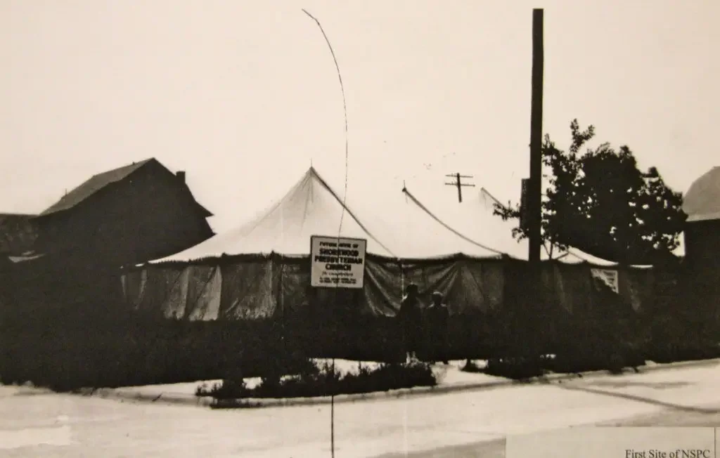 The circus tent on the corner, the future home of Shorewood Presbyterian