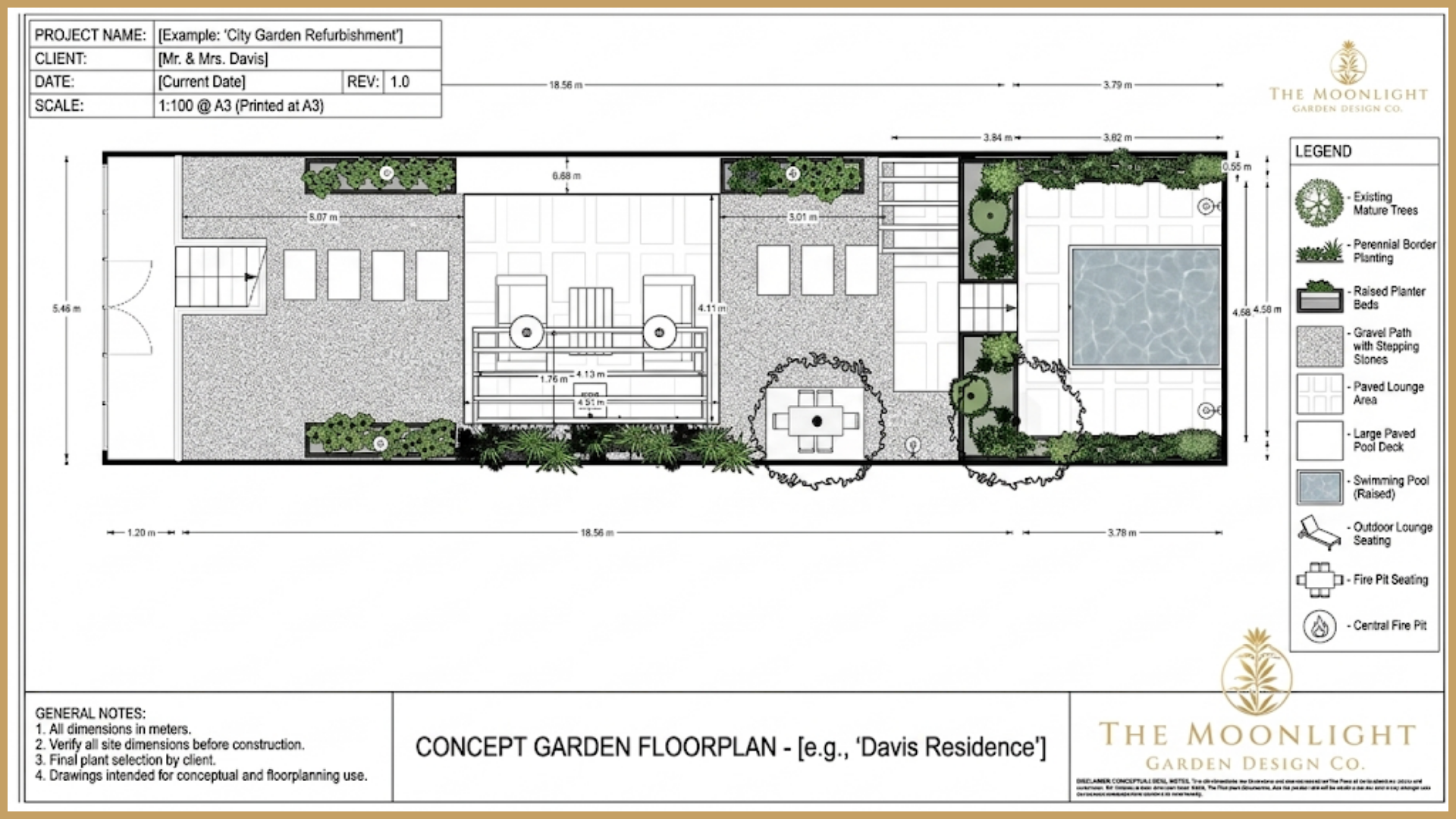 Measured layout plan for a modern garden build.