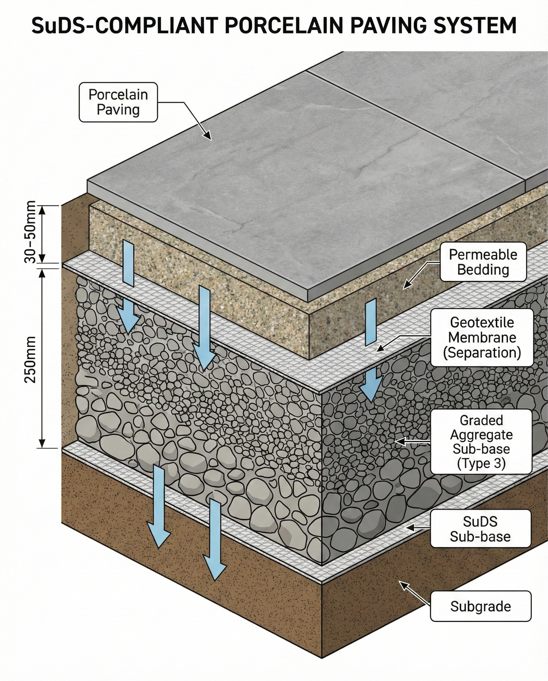 A meticulous macro shot of the R11 Anti-Slip Porcelain texture, highlighting the gritstone-like finish against a damp background.