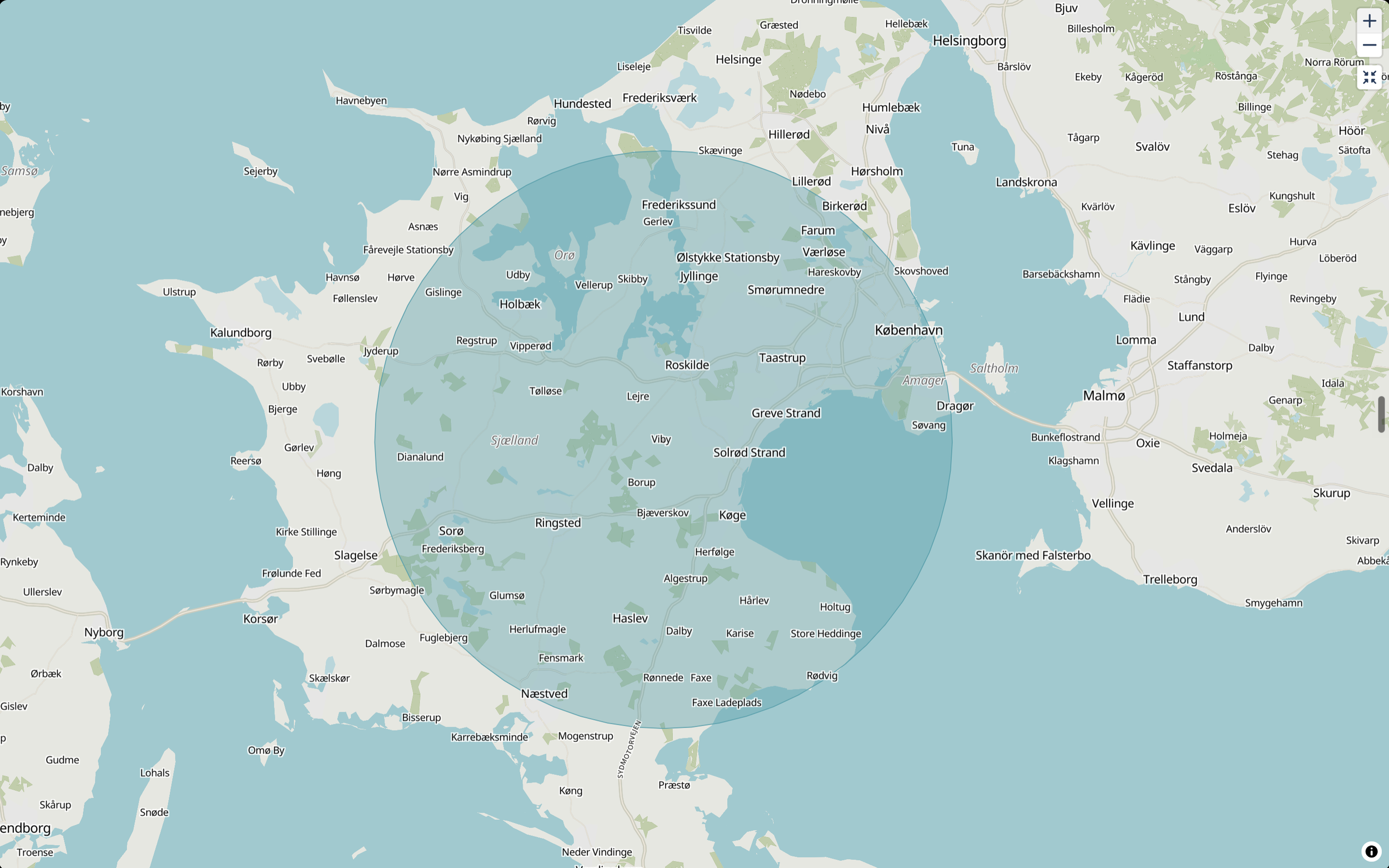 Jobindex' geografifilter med 35 km radius fra Viby Sjælland. Knappen viser: Vis 6 job.