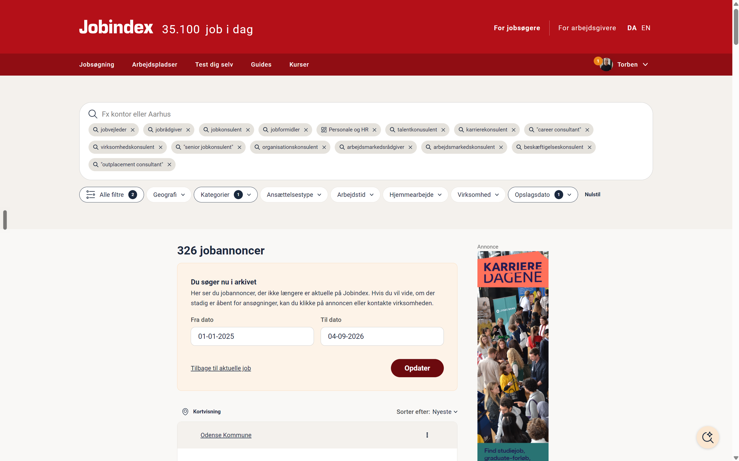 Opslagsdato på Jobindex sat til Søg i arkiv med datointerval fra 01-01-2025 til 04-09-2026