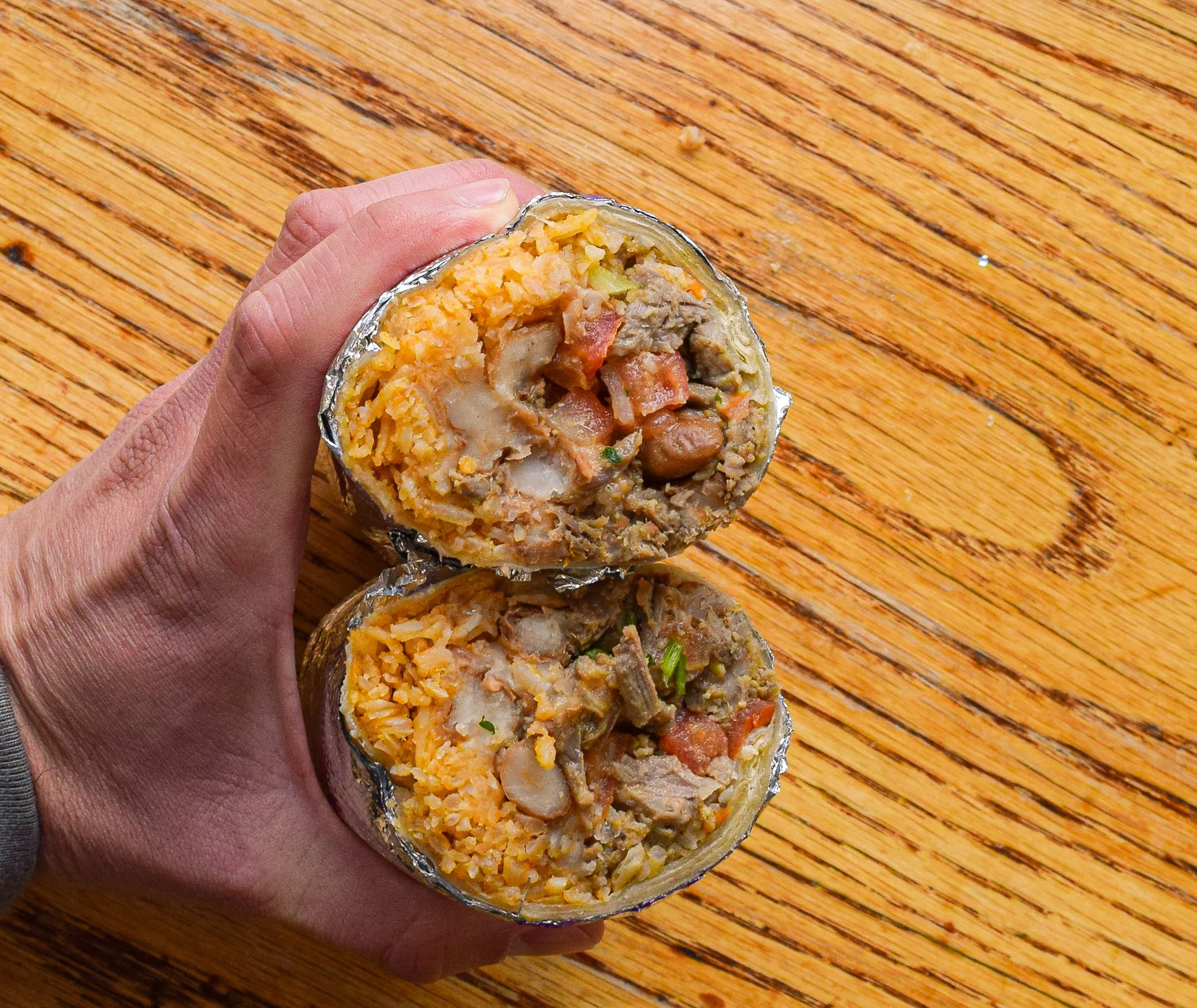 Carne Asada Burrito Cross Section