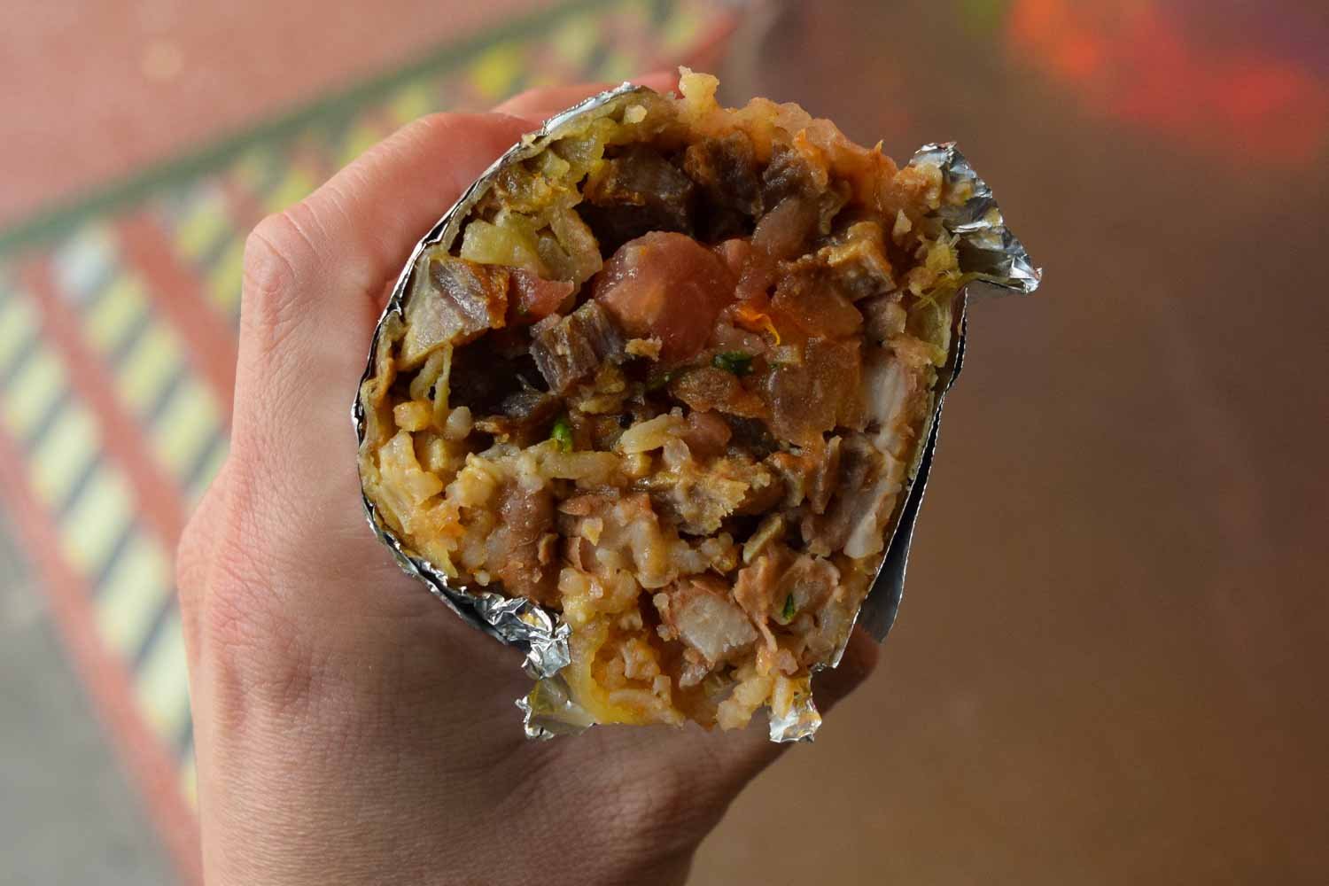 Chicharrones Burrito Cross Section