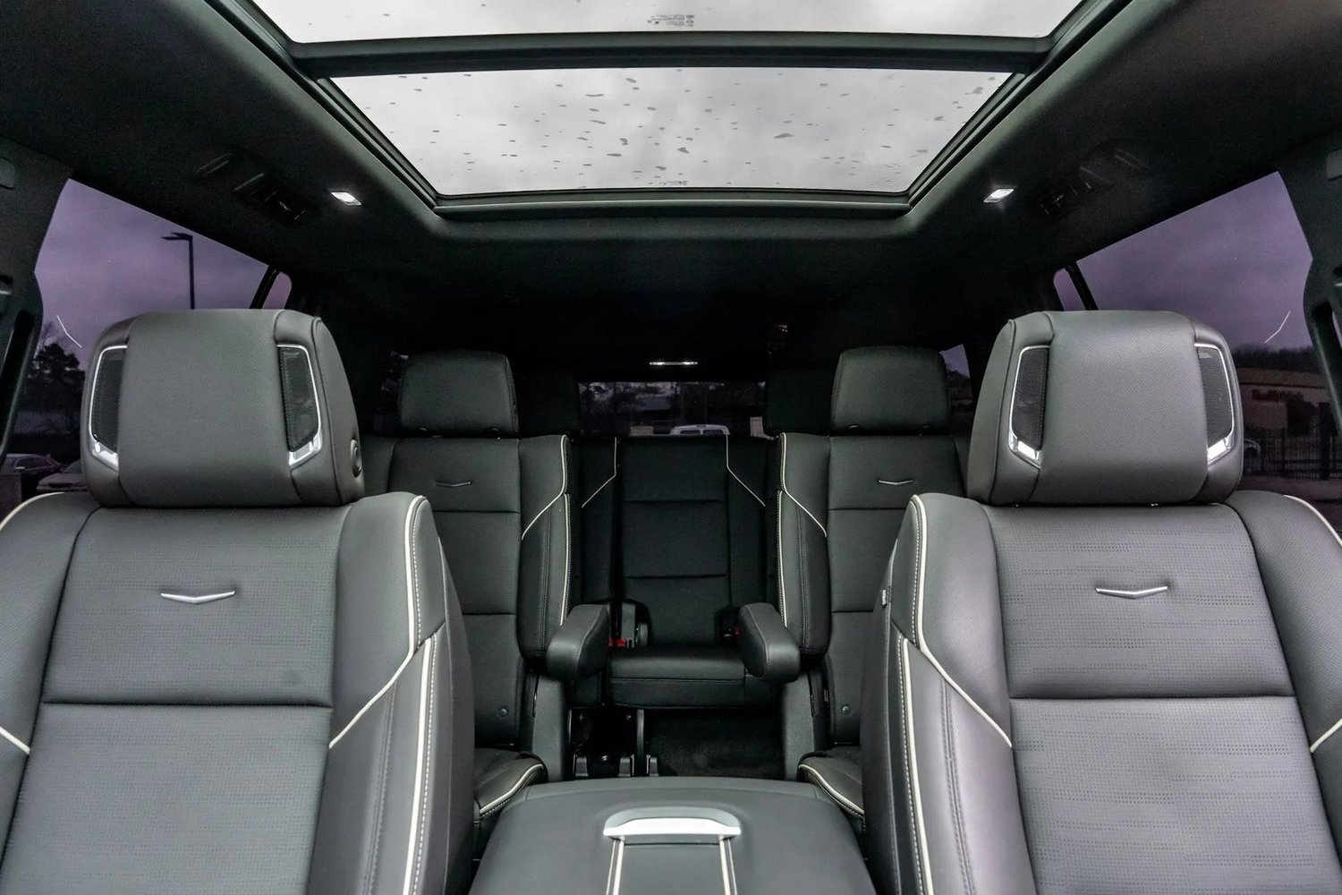 Rear seats inside the Cadillac Escalade