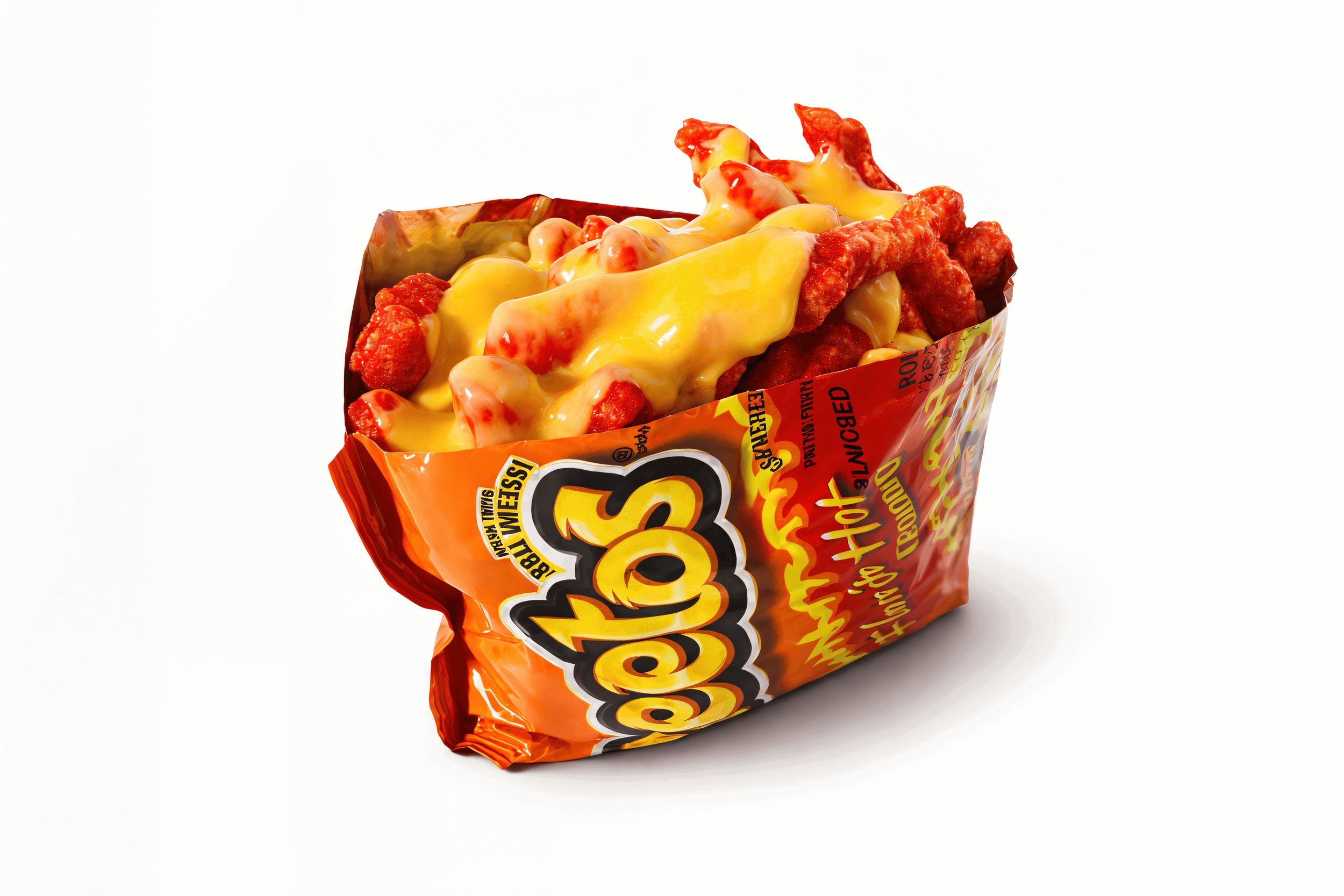 Hot Cheetos with melted cheese