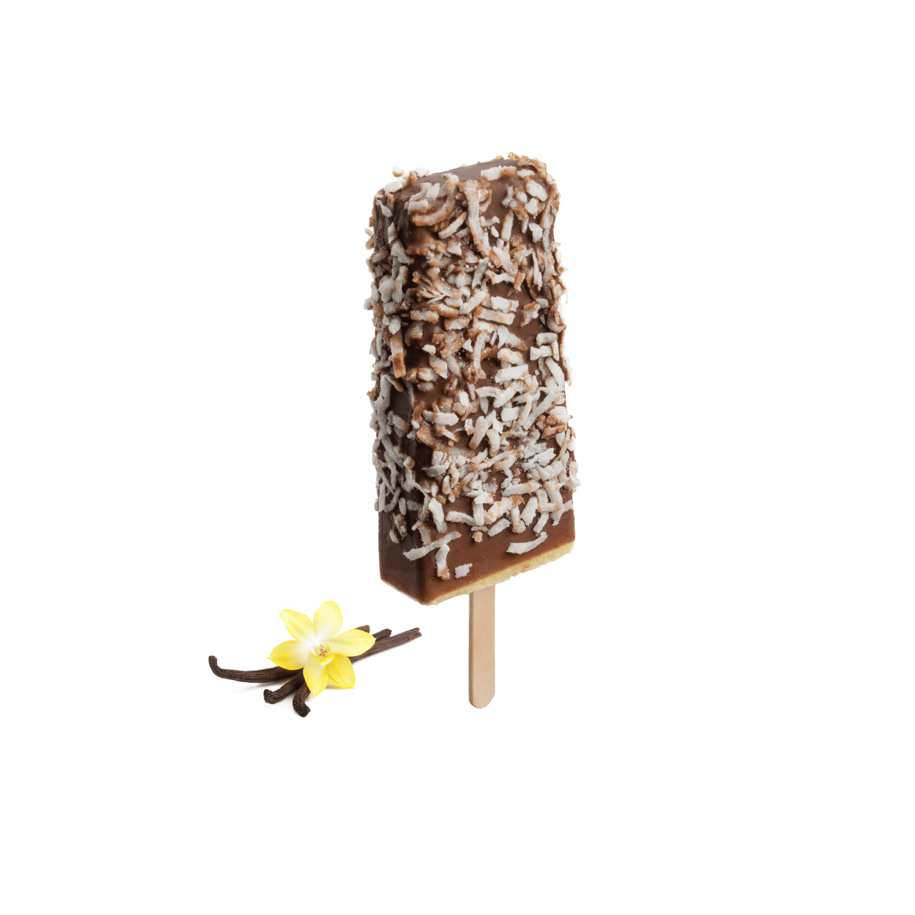 Esquimal de vainilla cubierto de chocolate y coco