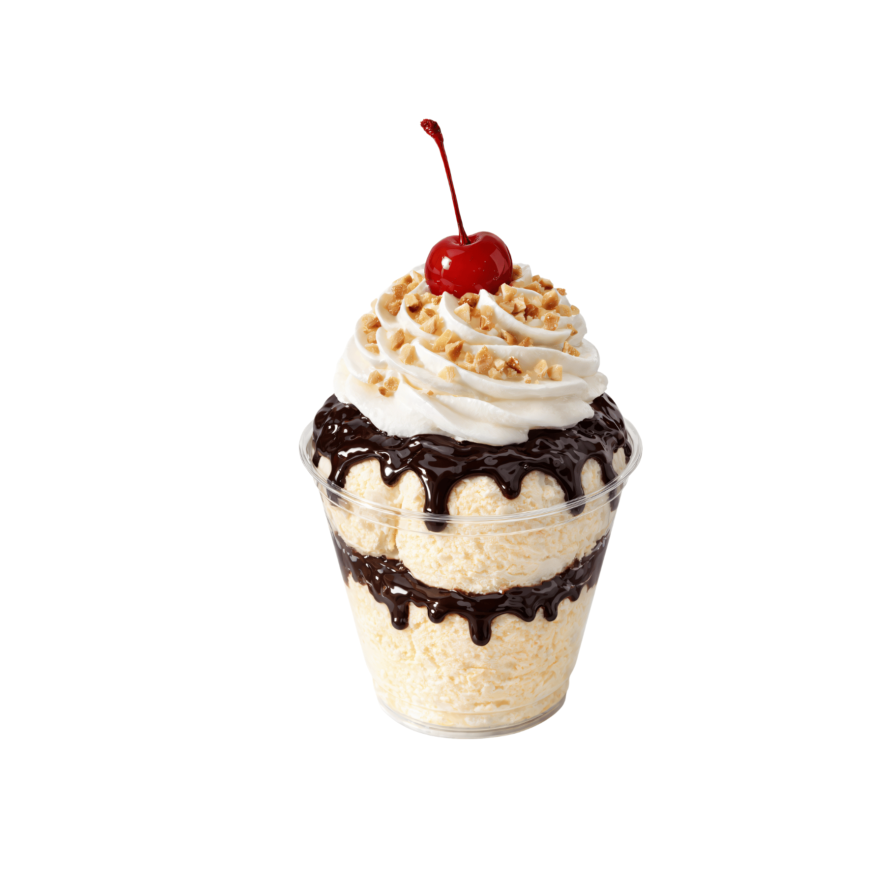 Chocolate Sundae dessert with chocolate syrup