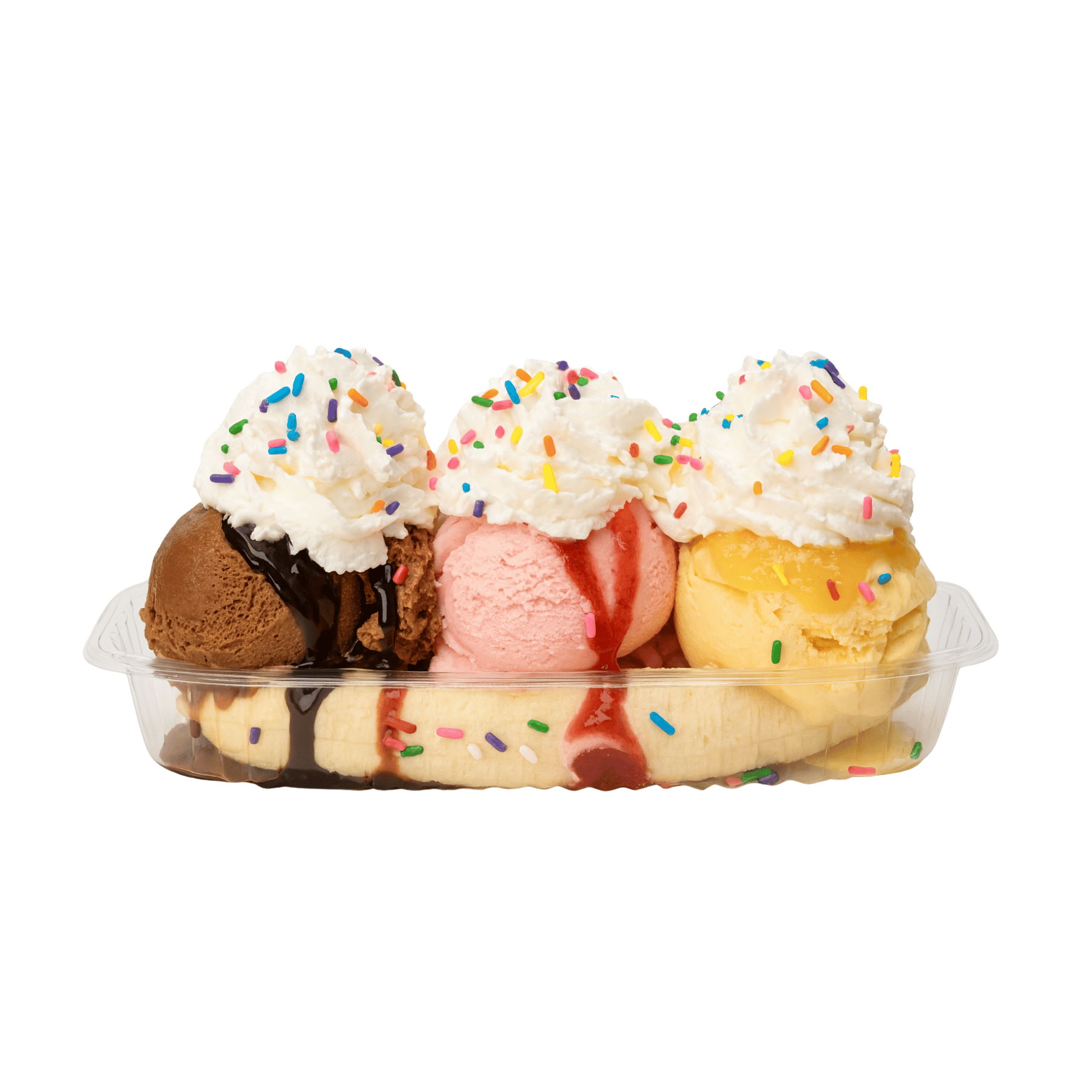 Banana Split dessert with ice cream and banana