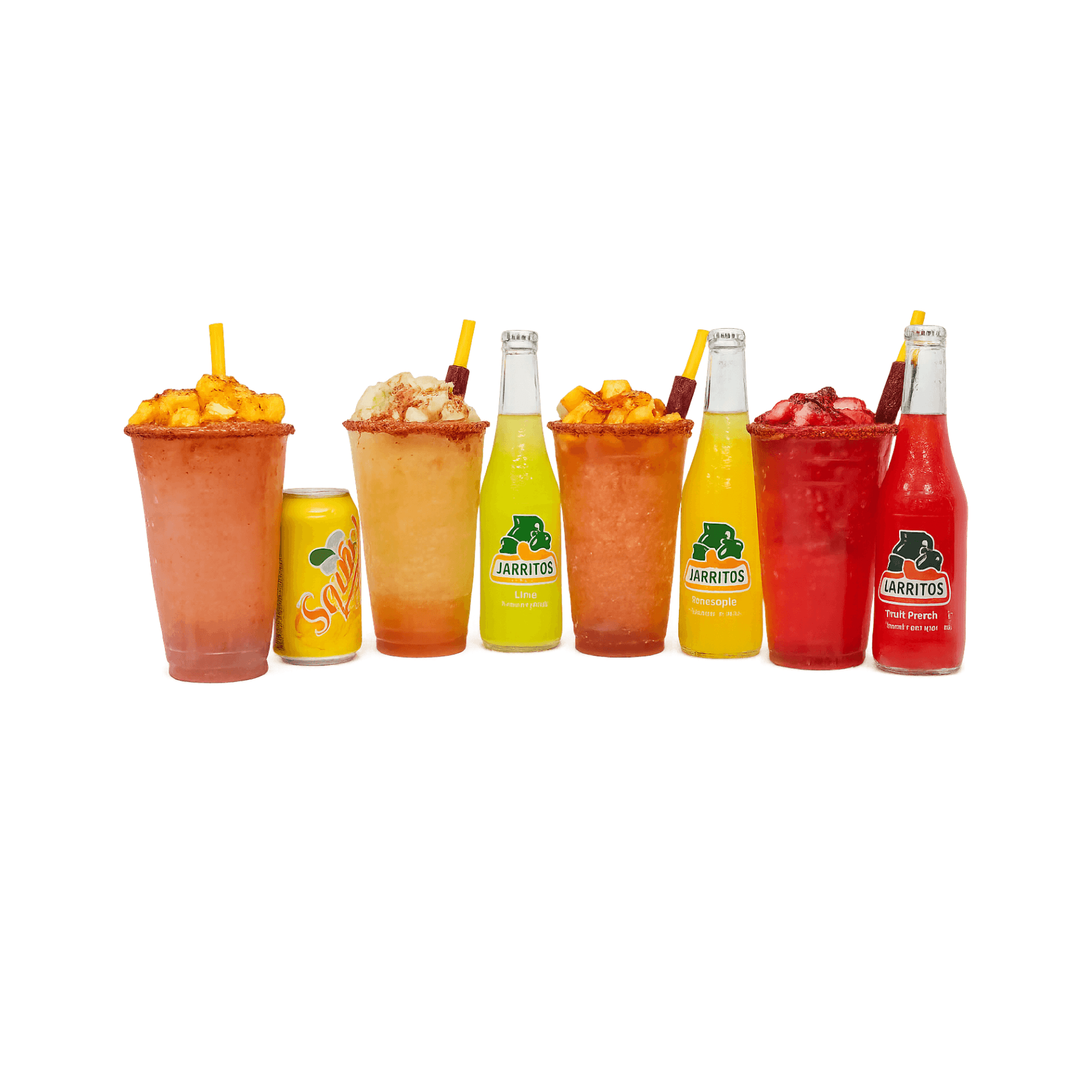 Mega Rusas fruit drinks with fresh fruit and citrus sodas
