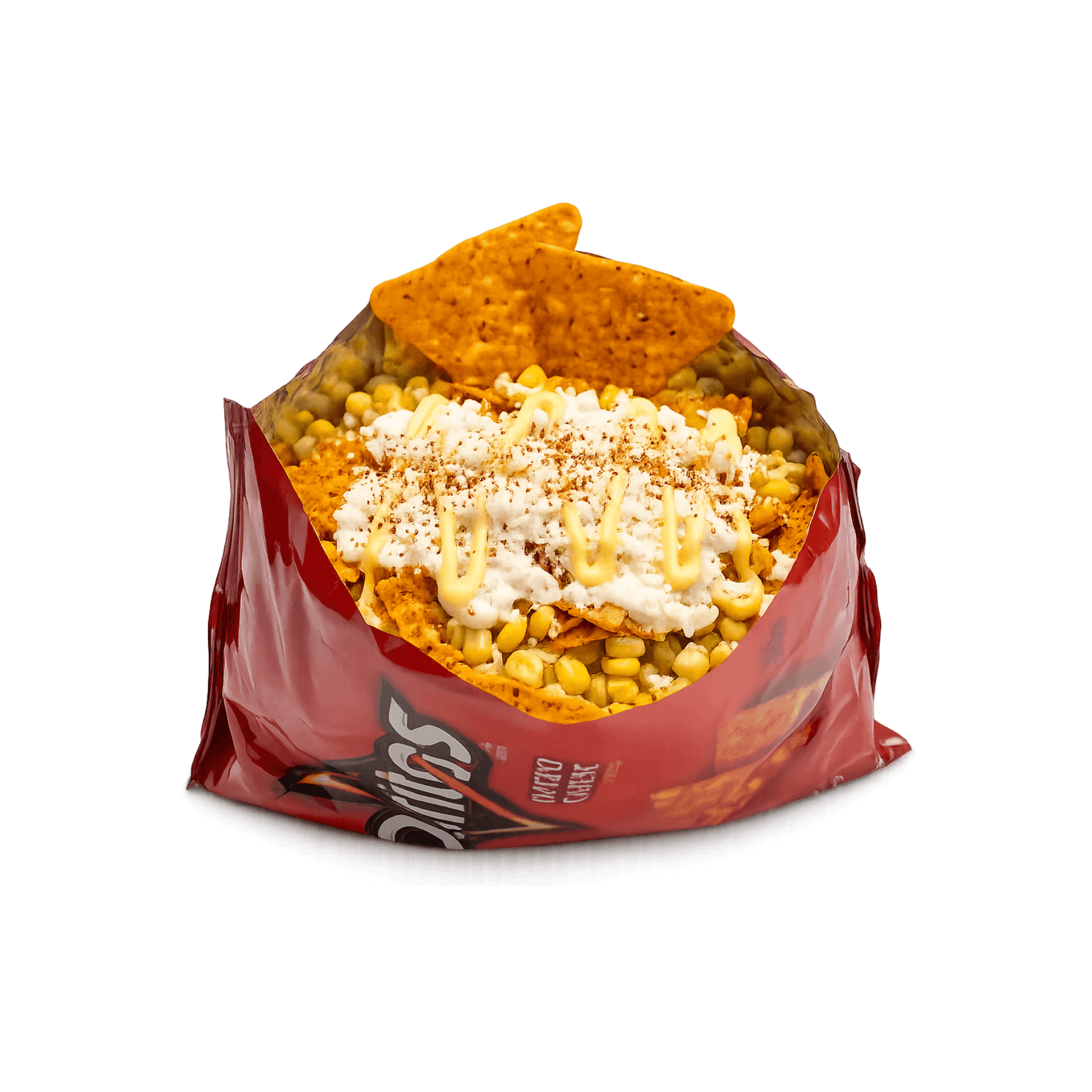Dori Chaska snack loaded with savory toppings and corn