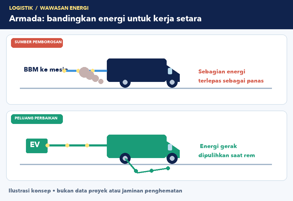 Ilustrasi Logistik & armada operasional: sumber pemborosan dan peluang perbaikan