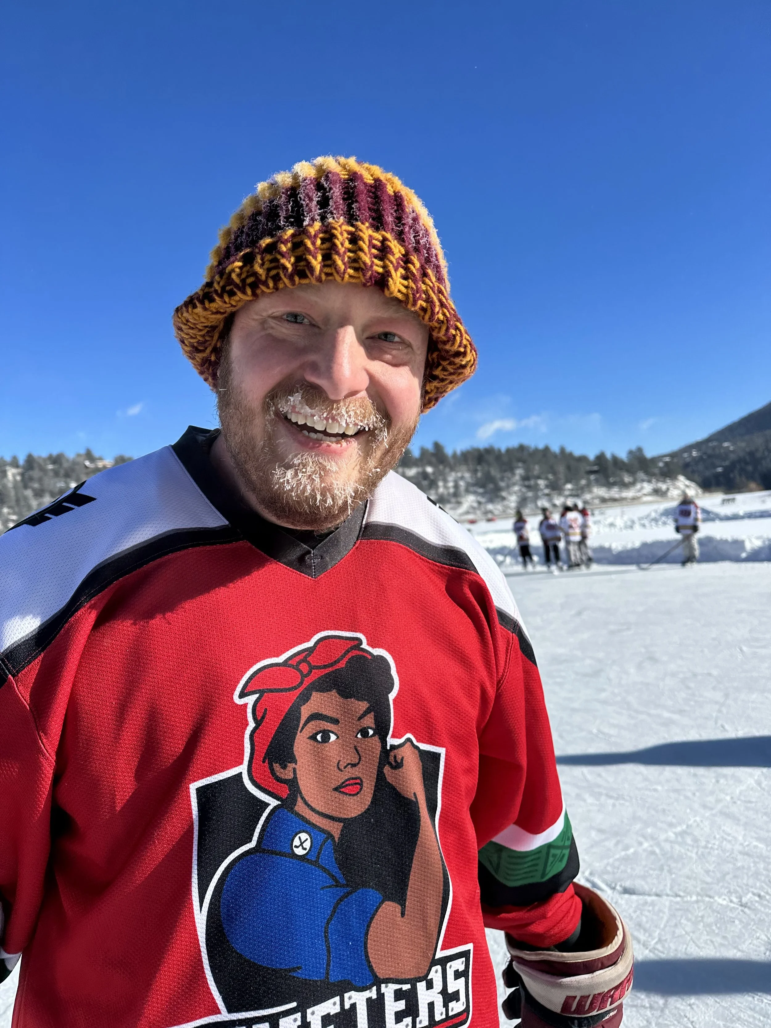 Coach John Anderson on the outdoor rink
