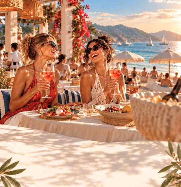 New Year brunch tables by the sea
