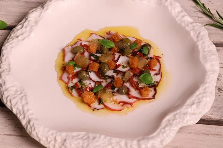 Octopus Carpaccio Grenobloise