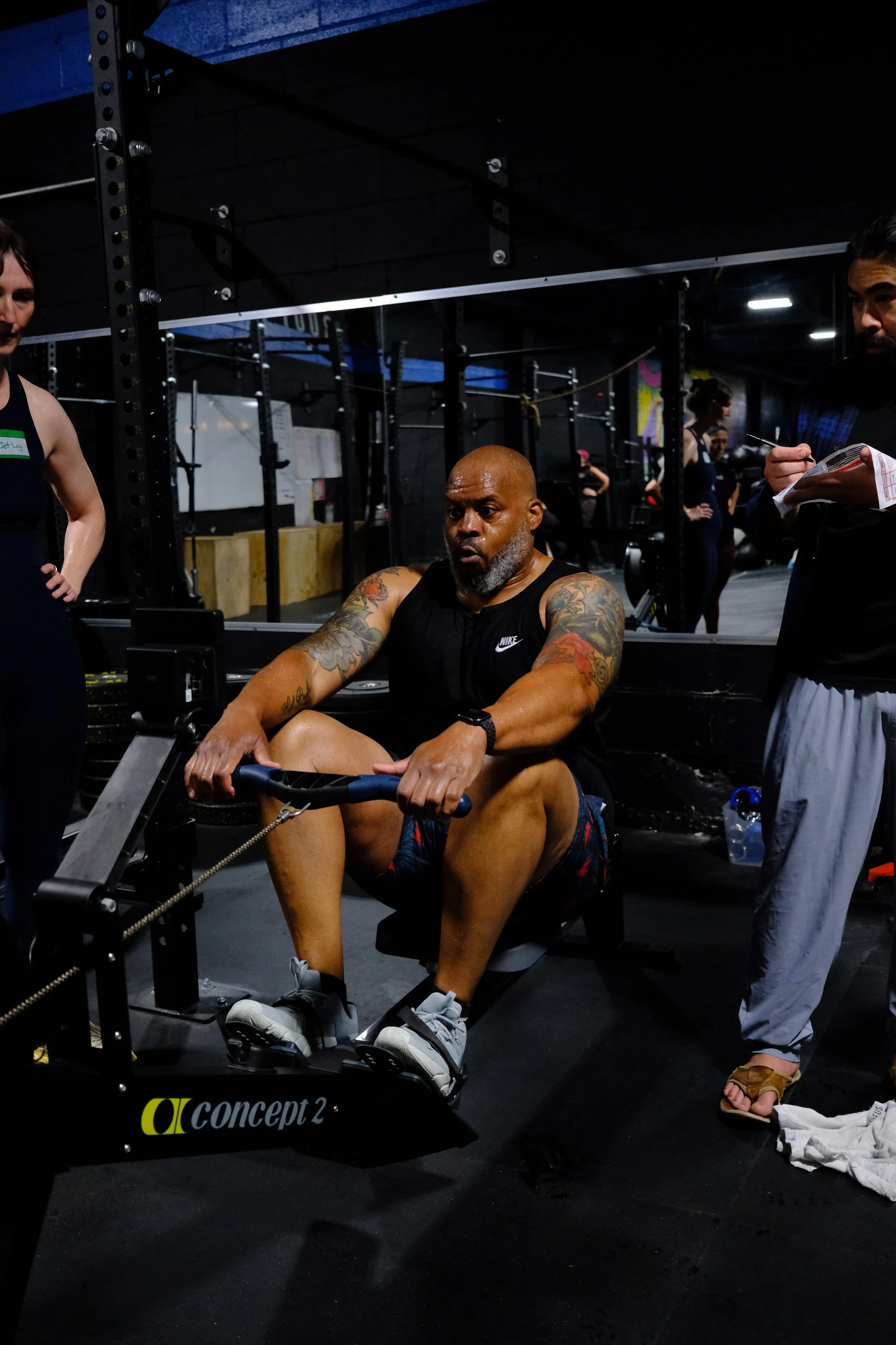 1000m row on the Concept2 during HYROX training at Root Strength