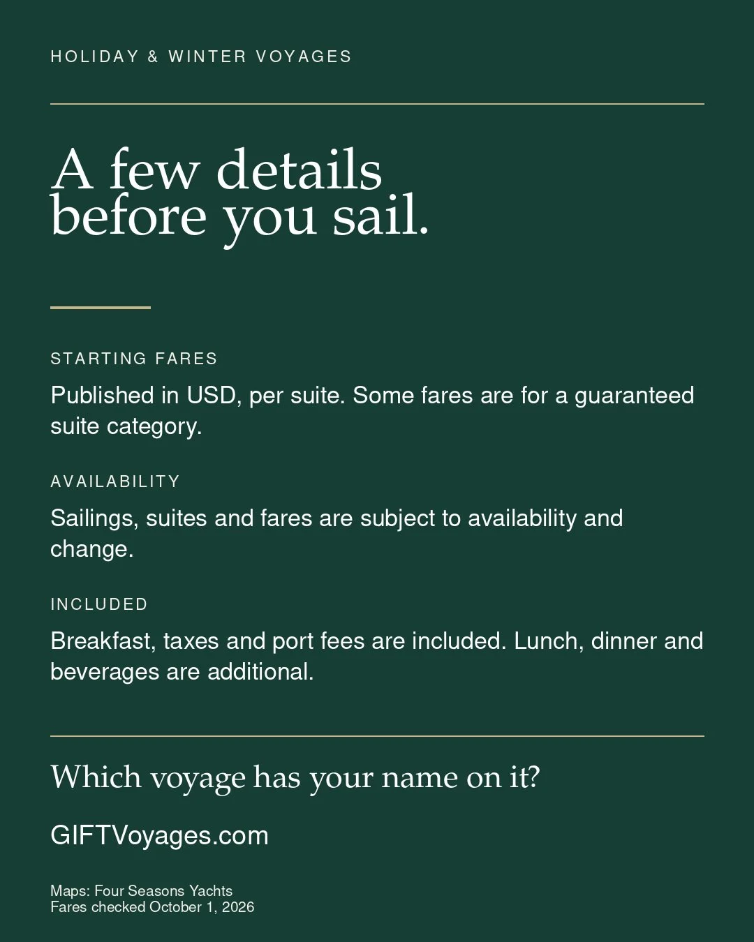 Four Seasons Important Information