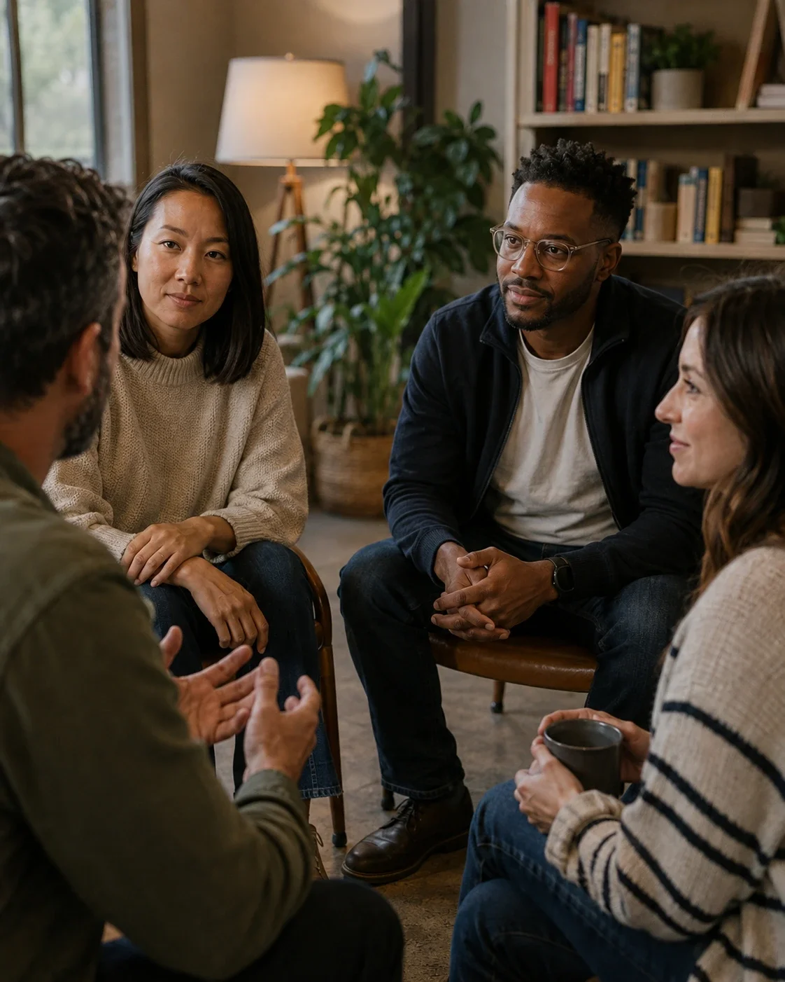 A small group seated together in conversation