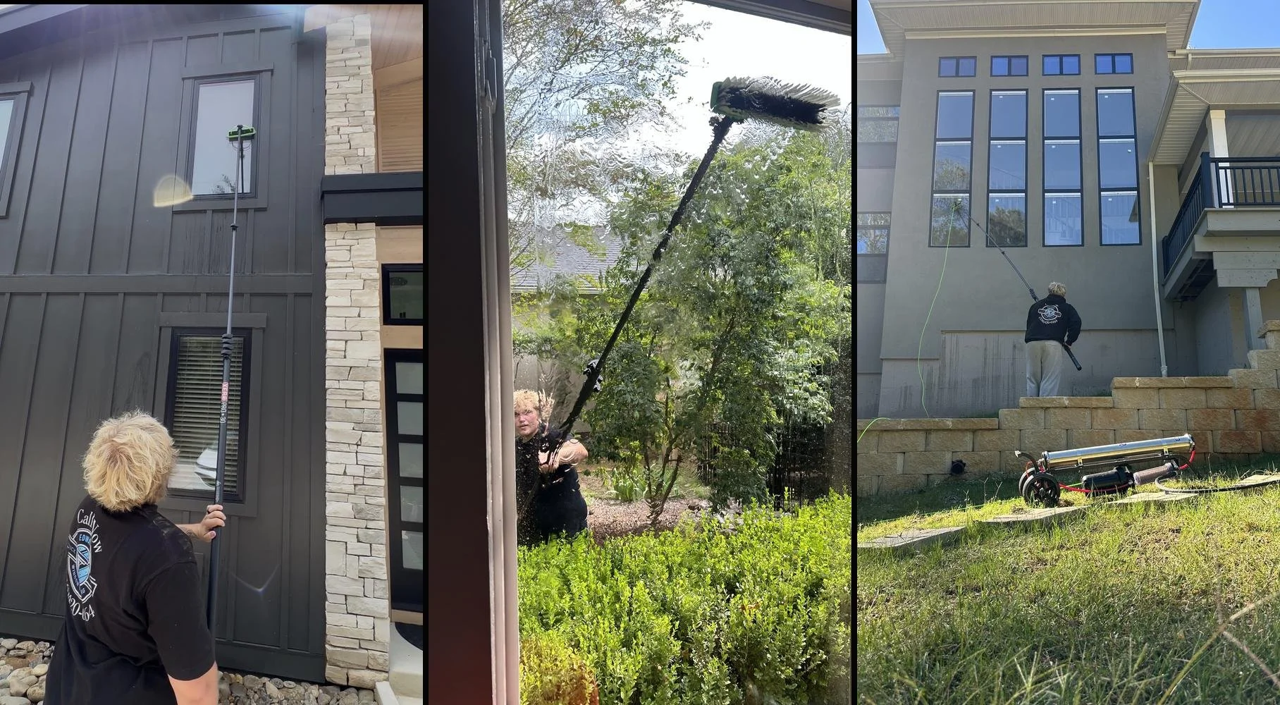 Edwards Window Washing technicians cleaning windows and siding