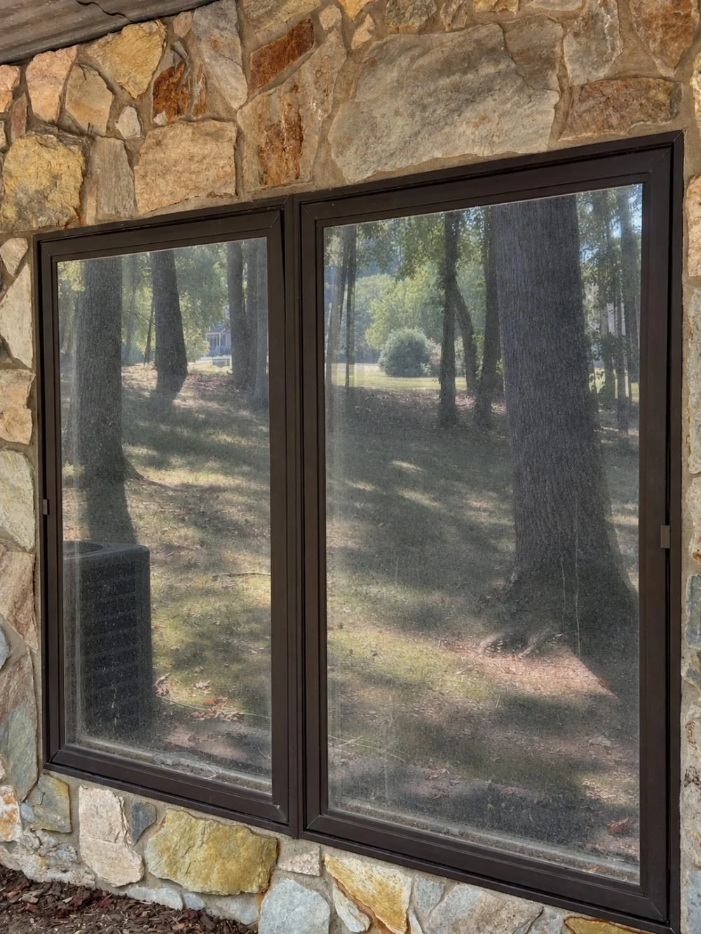 Exterior windows before cleaning