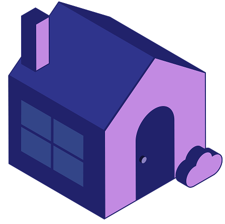 A 3D isometric illustration of a house to convey home insurance.