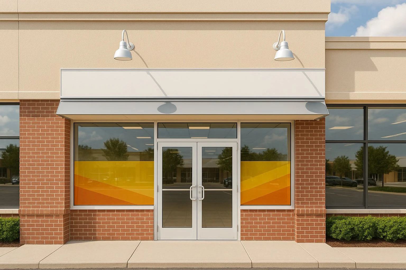 Retail entry and shell improvements at a commercial center