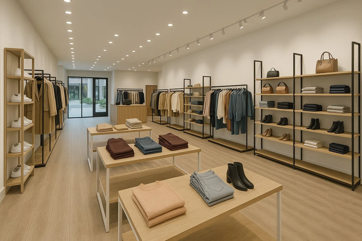 Retail interior remodel with modern finishes improved lighting and updated layout