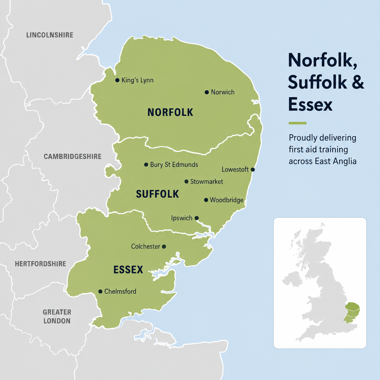 Aerial view of green agricultural fields in England