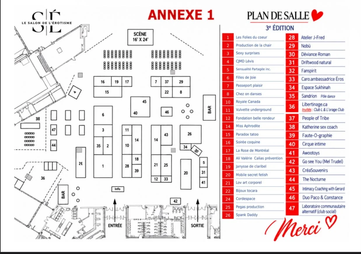 Plan de salle — Salon de l'Érotisme de Québec