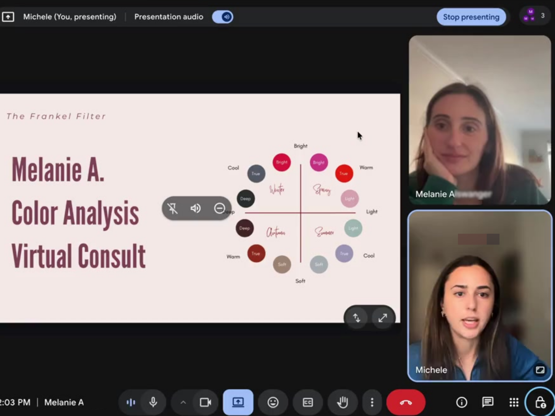 Virtual color analysis session