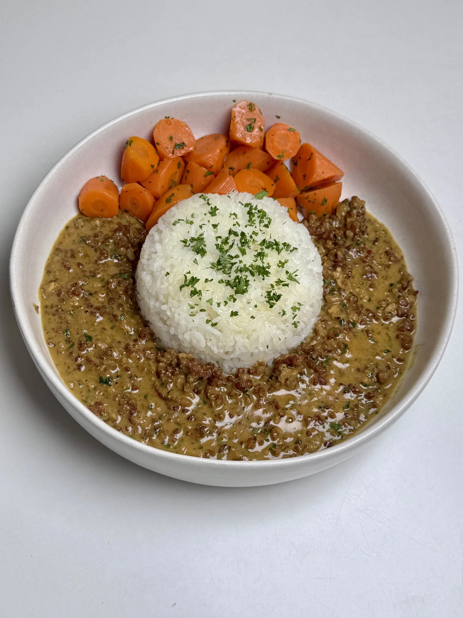 Grandma's Ghackets with rice, close-up