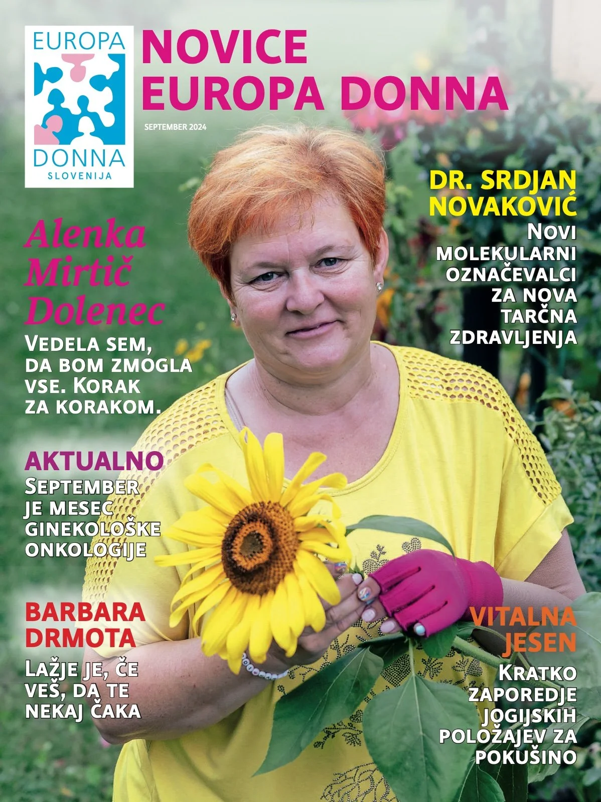 Cover of Novice Europa Donna, September 2024, with Alenka Mirtič Dolenec.