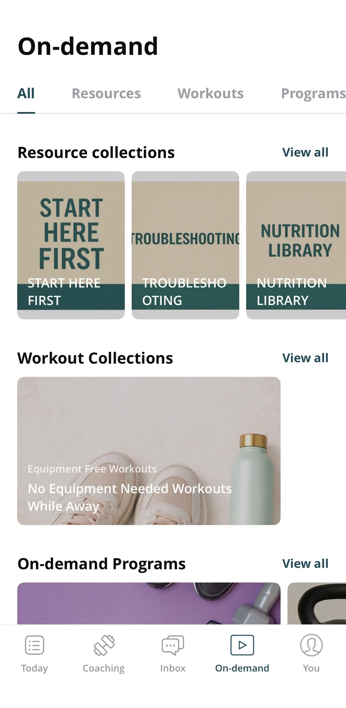 On-demand workouts available inside the app