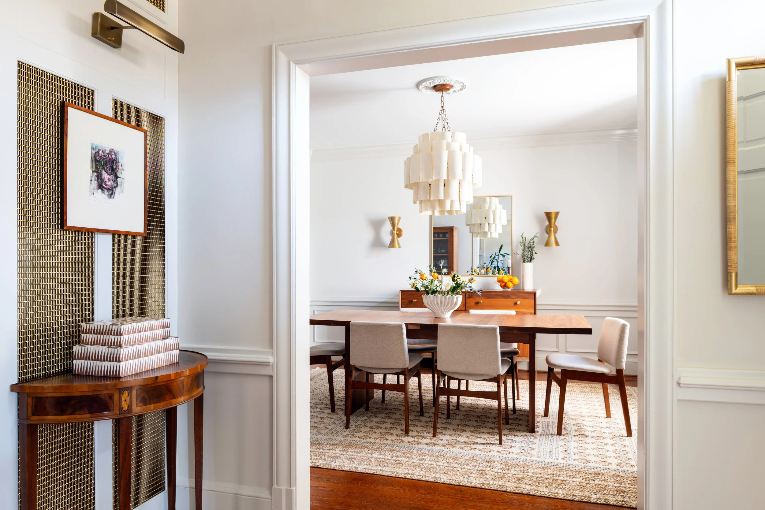 Entry hall opening into a dining room, Trestle Design Studio project