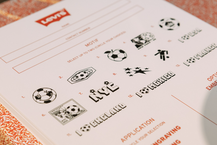 Custom pieces from the Levi's World Cup customization workshop in NYC