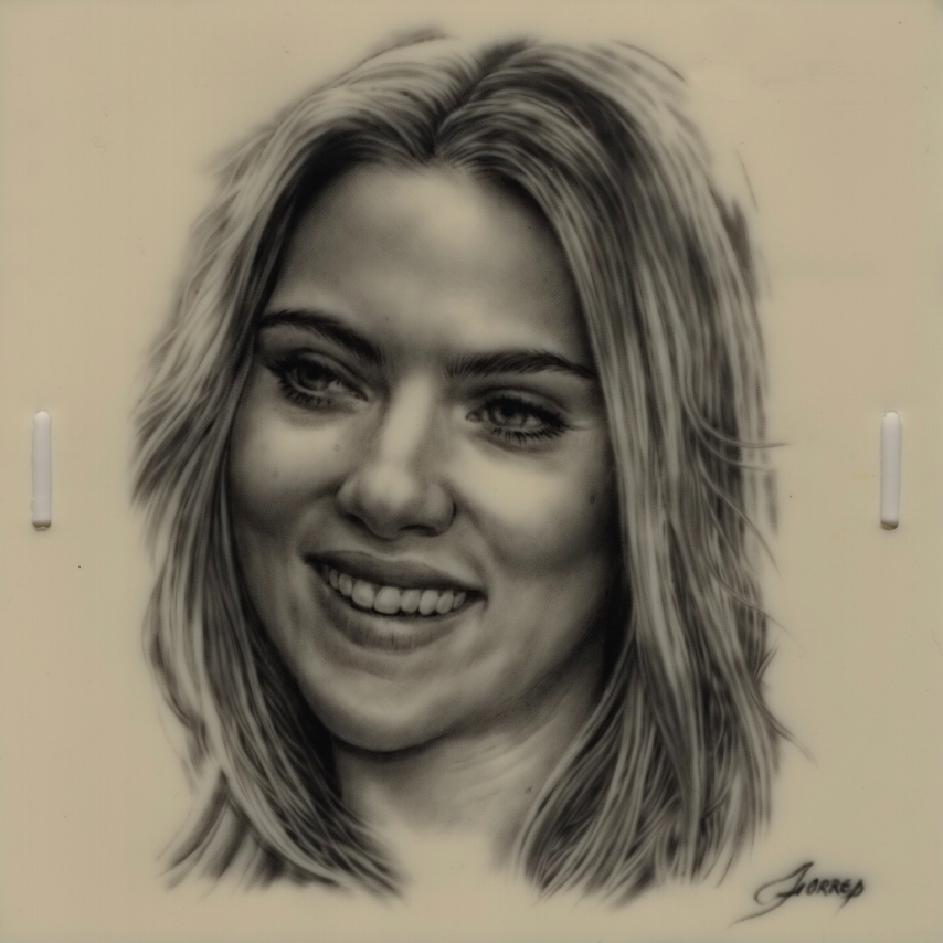 Scarlett Johansson realism student artwork