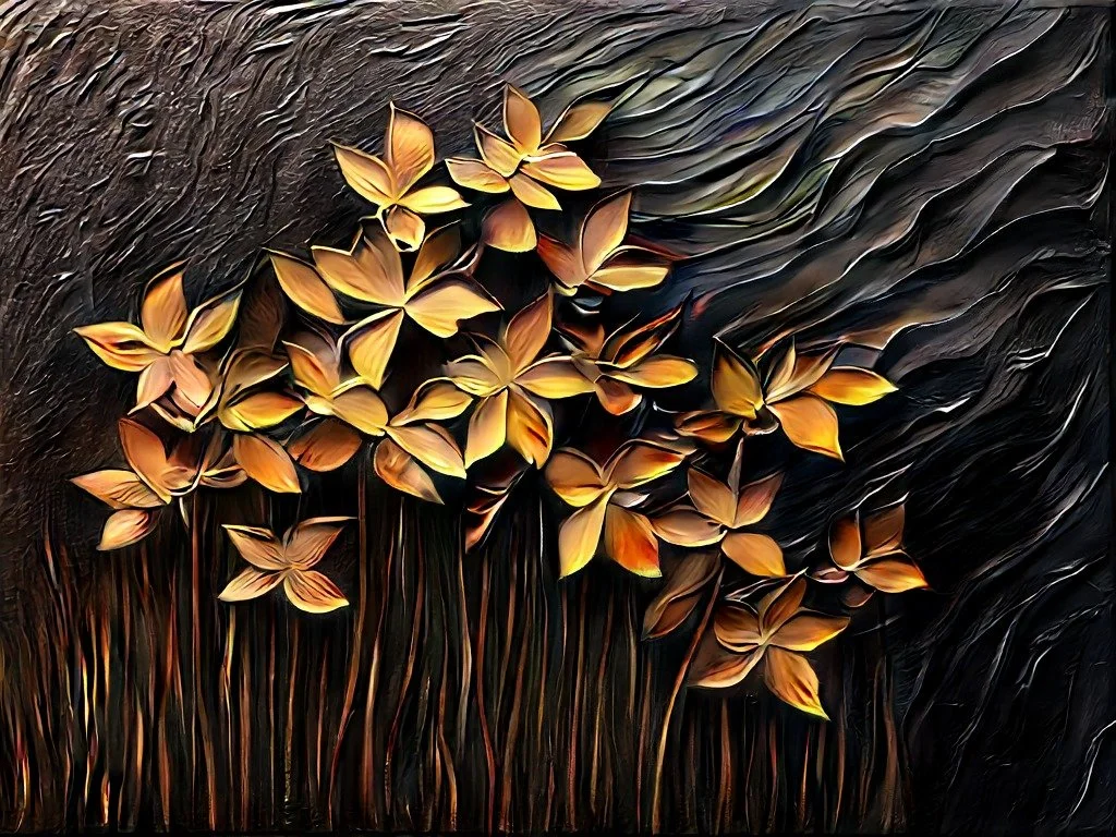 Carved botanical canopy — D0588